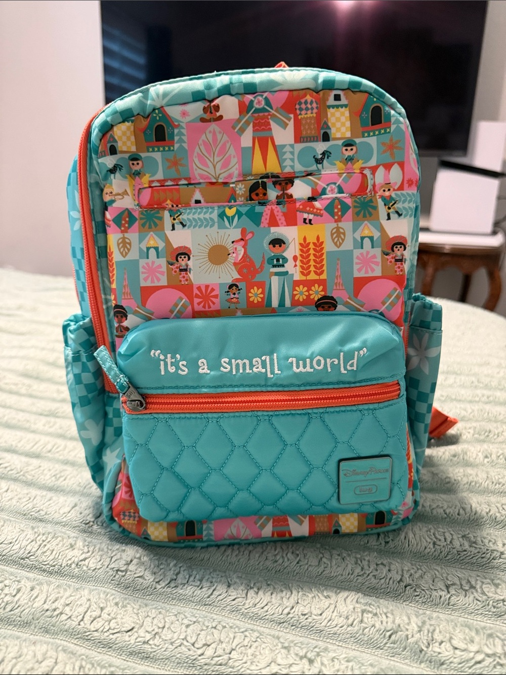 lug "it's a small world" Turquoise & Coral Mini Backpack